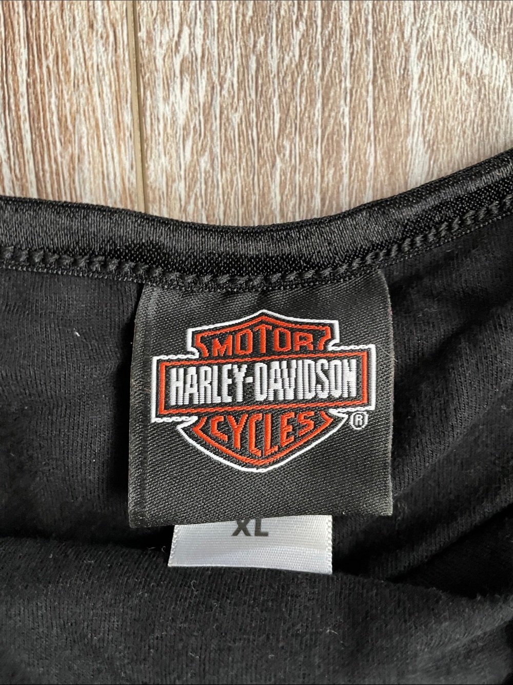 Harley-Davidson Vintage Women's XL Black Rhinestone Wing Tank Top Built In Bra - Picture 3 of 11